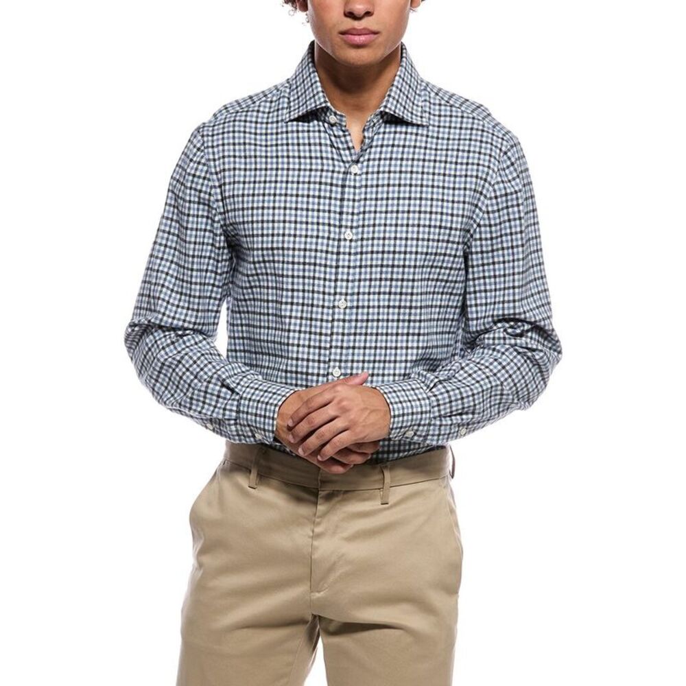 Isaia Mens  Italia Sport Shirt, Blue